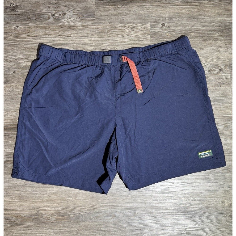 L.L.Bean Swim Trunks Mens XXL Navy Blue Lined Beach Shorts Drawstring Mesh Liner